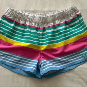 Tyler’s rainbow board shorts